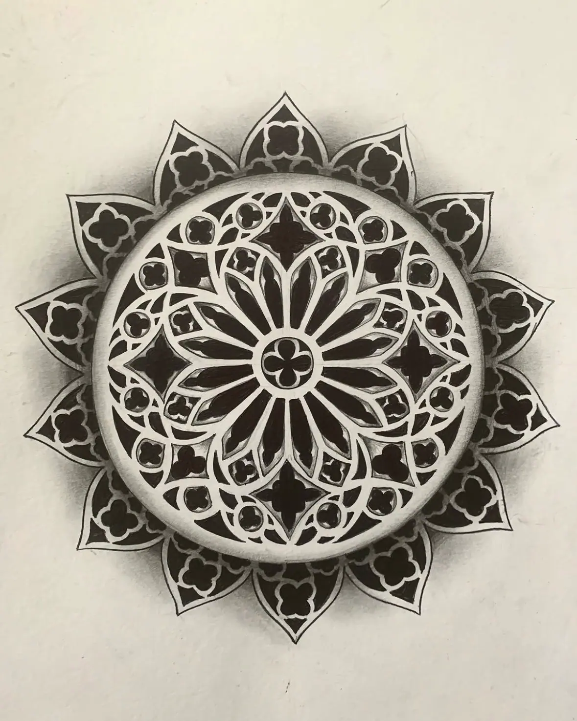 Cathedral Window Mandala Tattoo Design