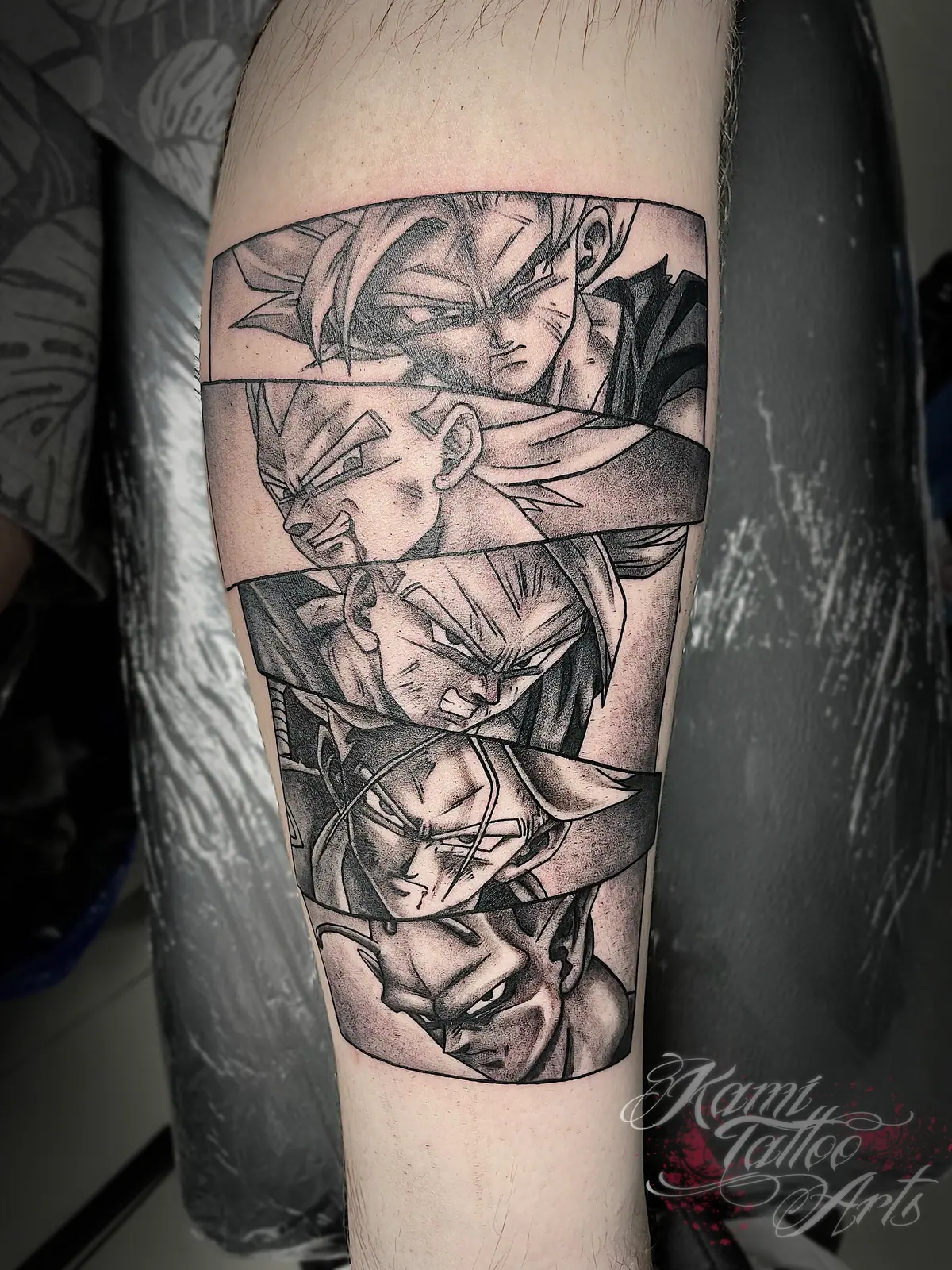Anime Blackwork Dragon Ball Goku Gohan Vegeta Trunks Piccolo Tattoo