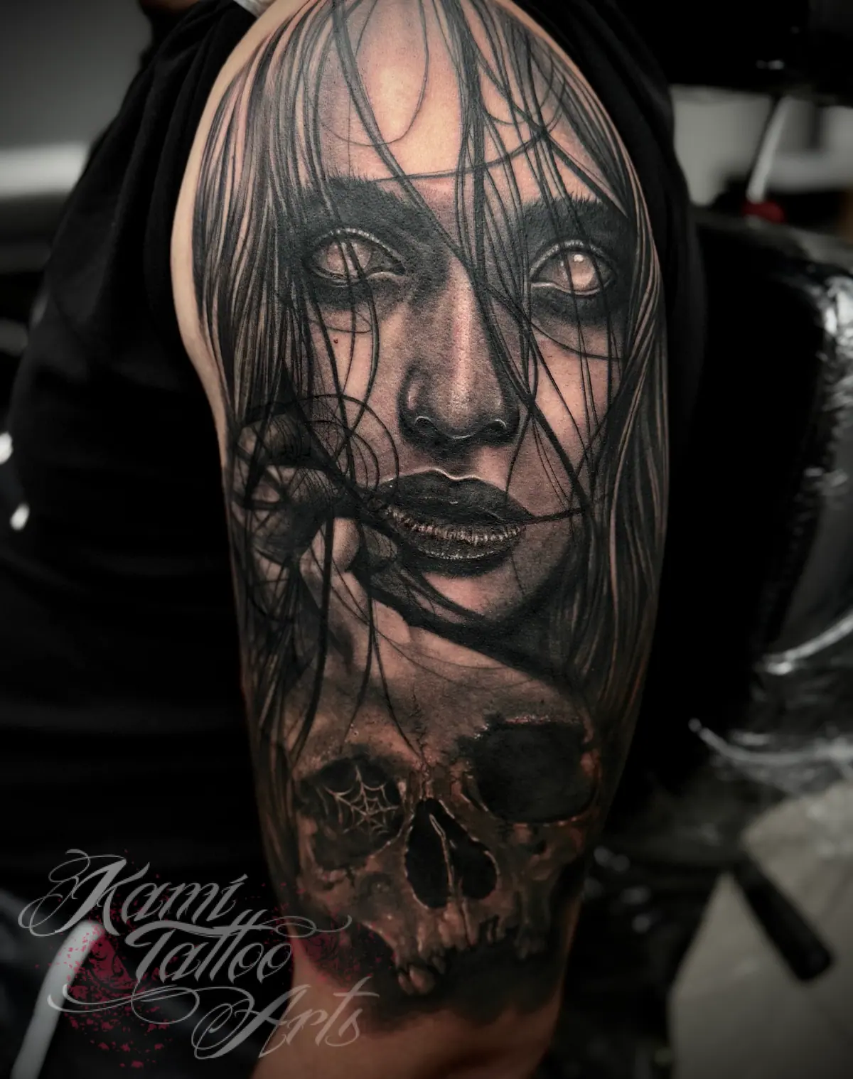 Halloween Tattoo Horror Dark Art Skull Zombie Lady Tattoo