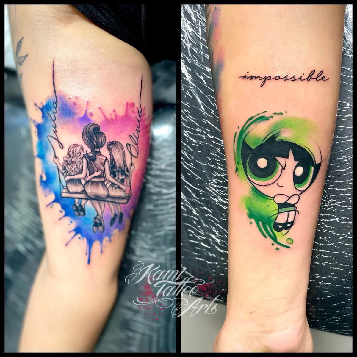 Power Puff Girls Watercolour Mother Daughters Impossible Tattoo