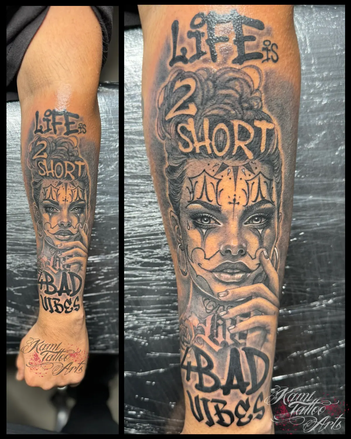 Chicano Tattoo Sexy Clown Lady Life Is Too Short Bad Vives Hiphop Greywash