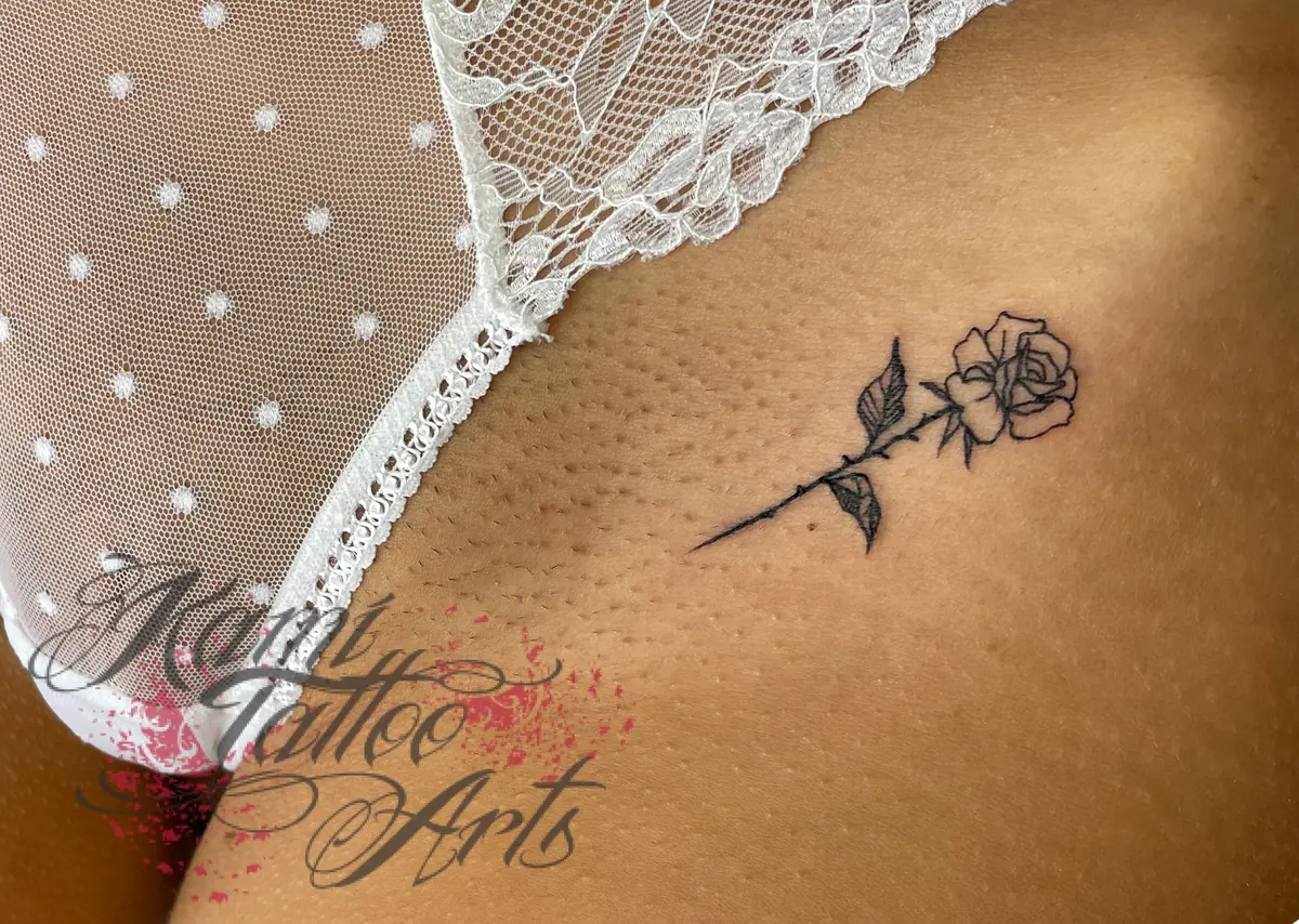 Fineline Sexy Idea For Women Rose Delicate Intimate Tattoo
