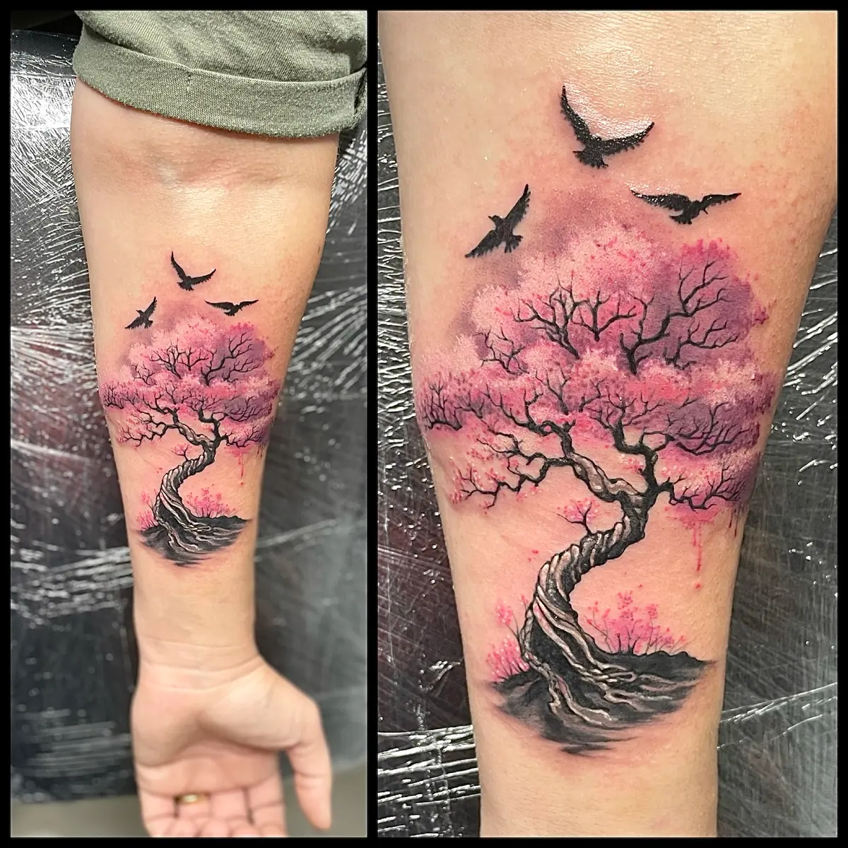 Japanese Tree Watercolour Sakura Cherryblossom Pink Tattoo