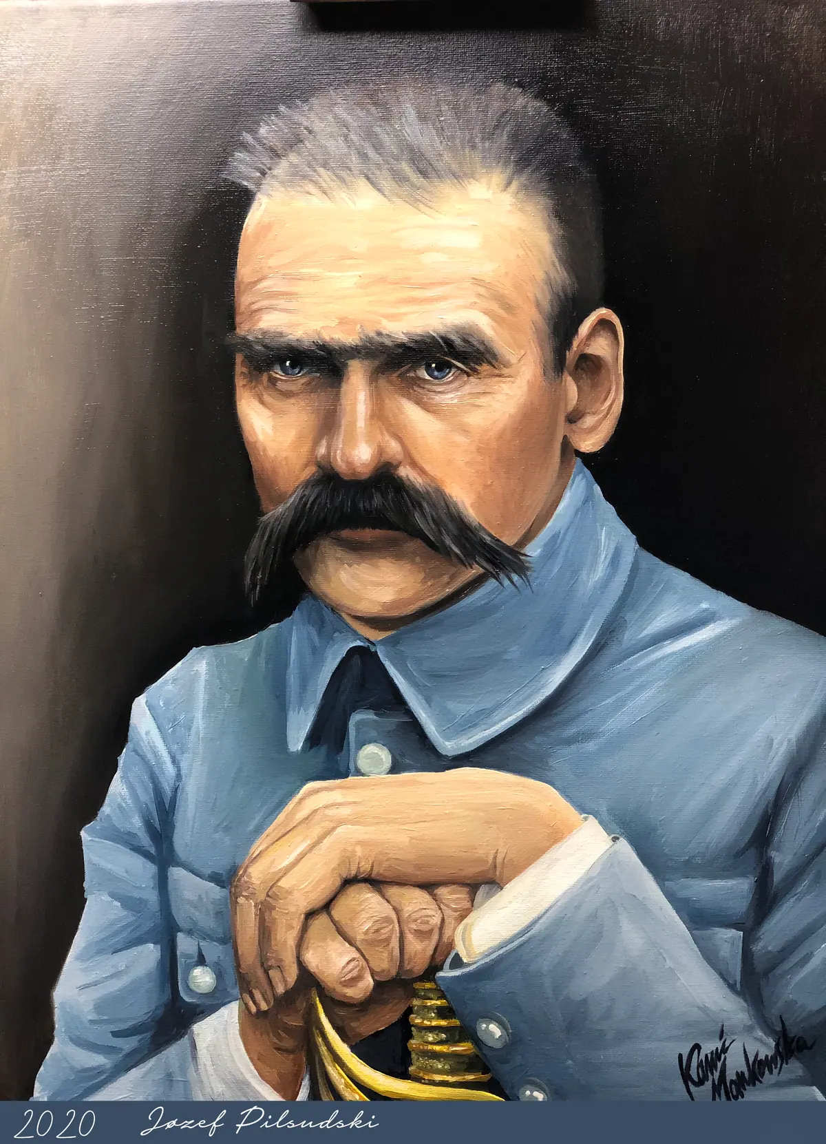 Jozef Pilsudski Portrait Oil On Canvas