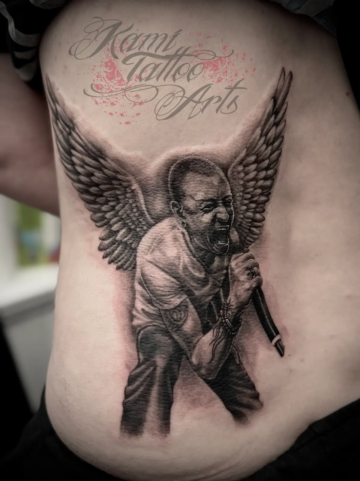 Linkin Park Lp Chester Wings Rip Memorial Back Tattoo