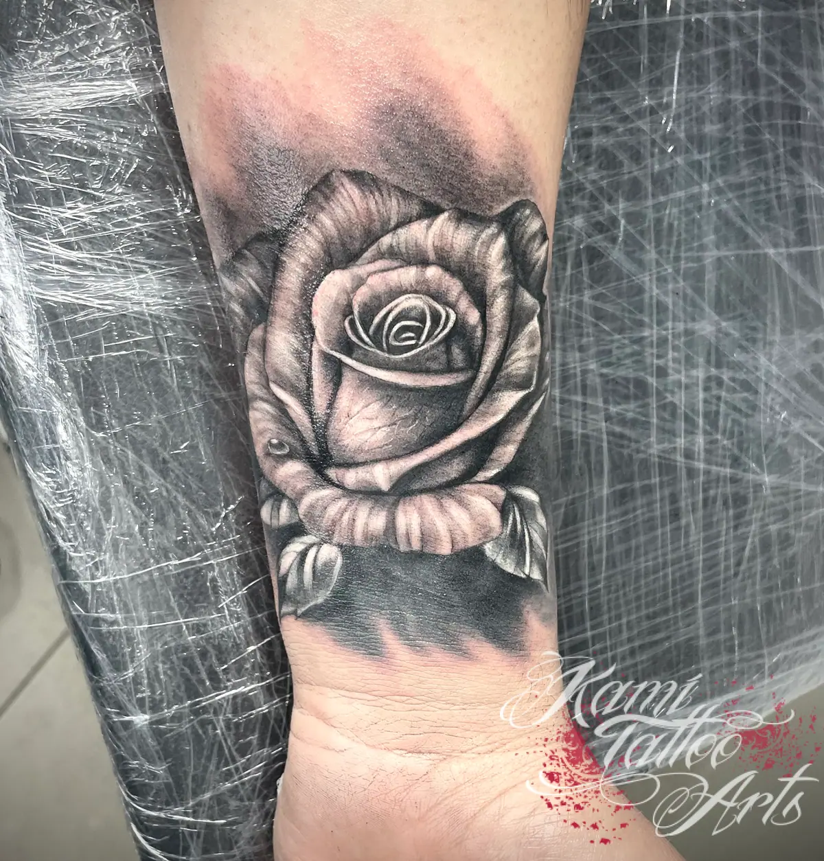 Rose Wrist Name Coverup Tattoo