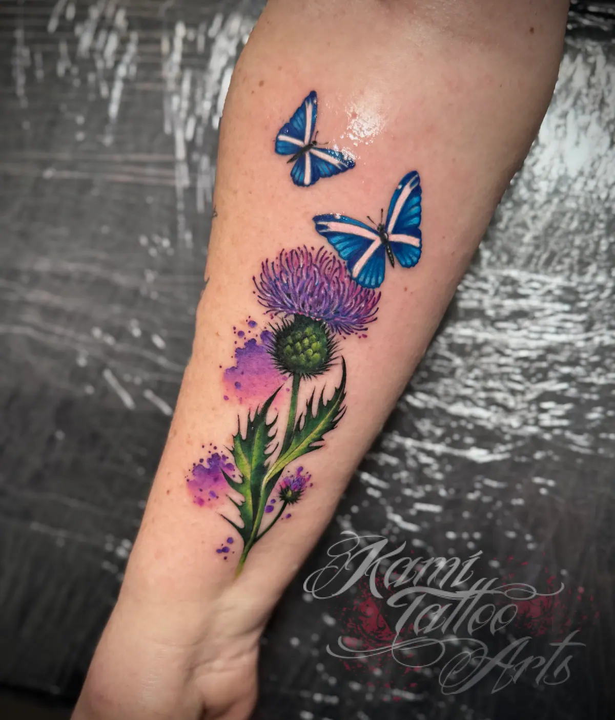 Thistle Tattoo Scotland Scottish Butterflies Realism