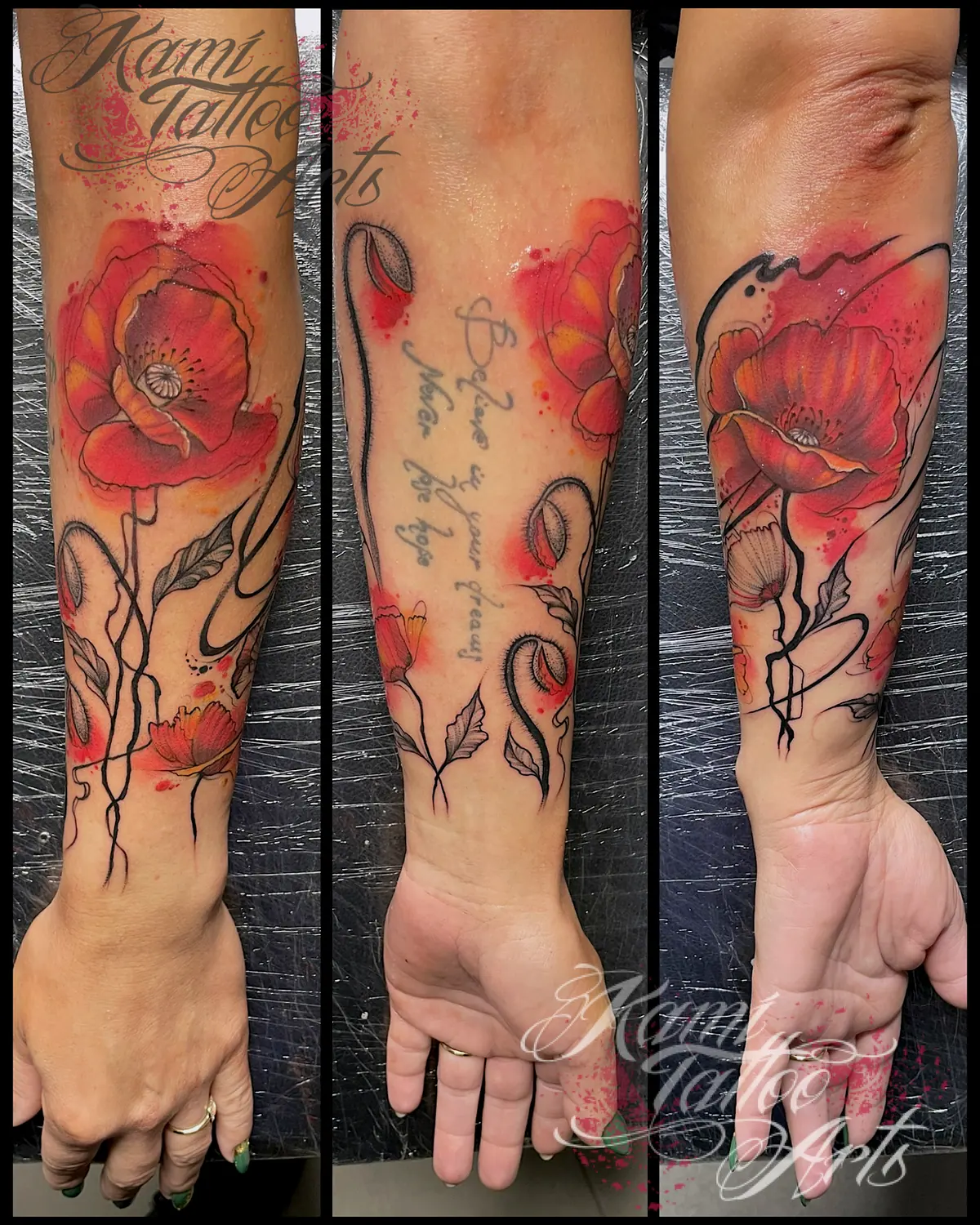 Watercolour Flowy Poppies Poppy Tattoo