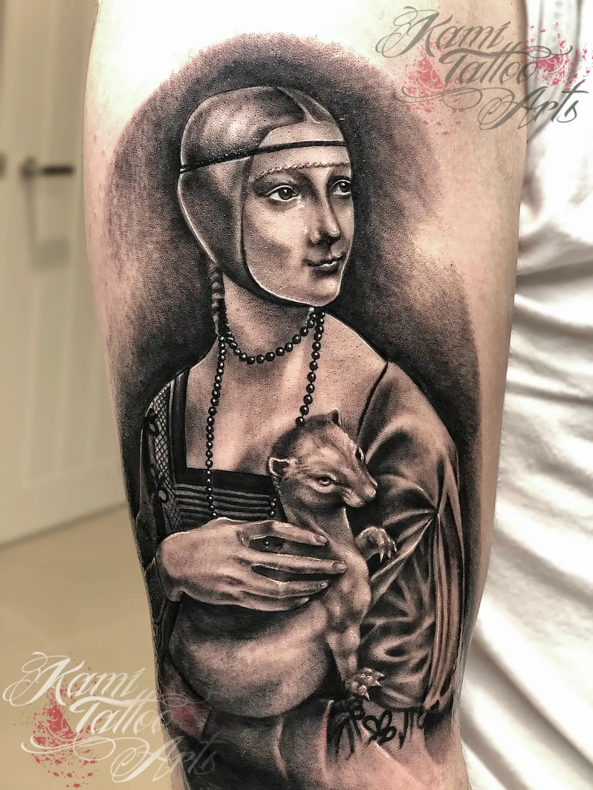 Realism Lady With An Ermine Davinci Oilpainting Tattoo