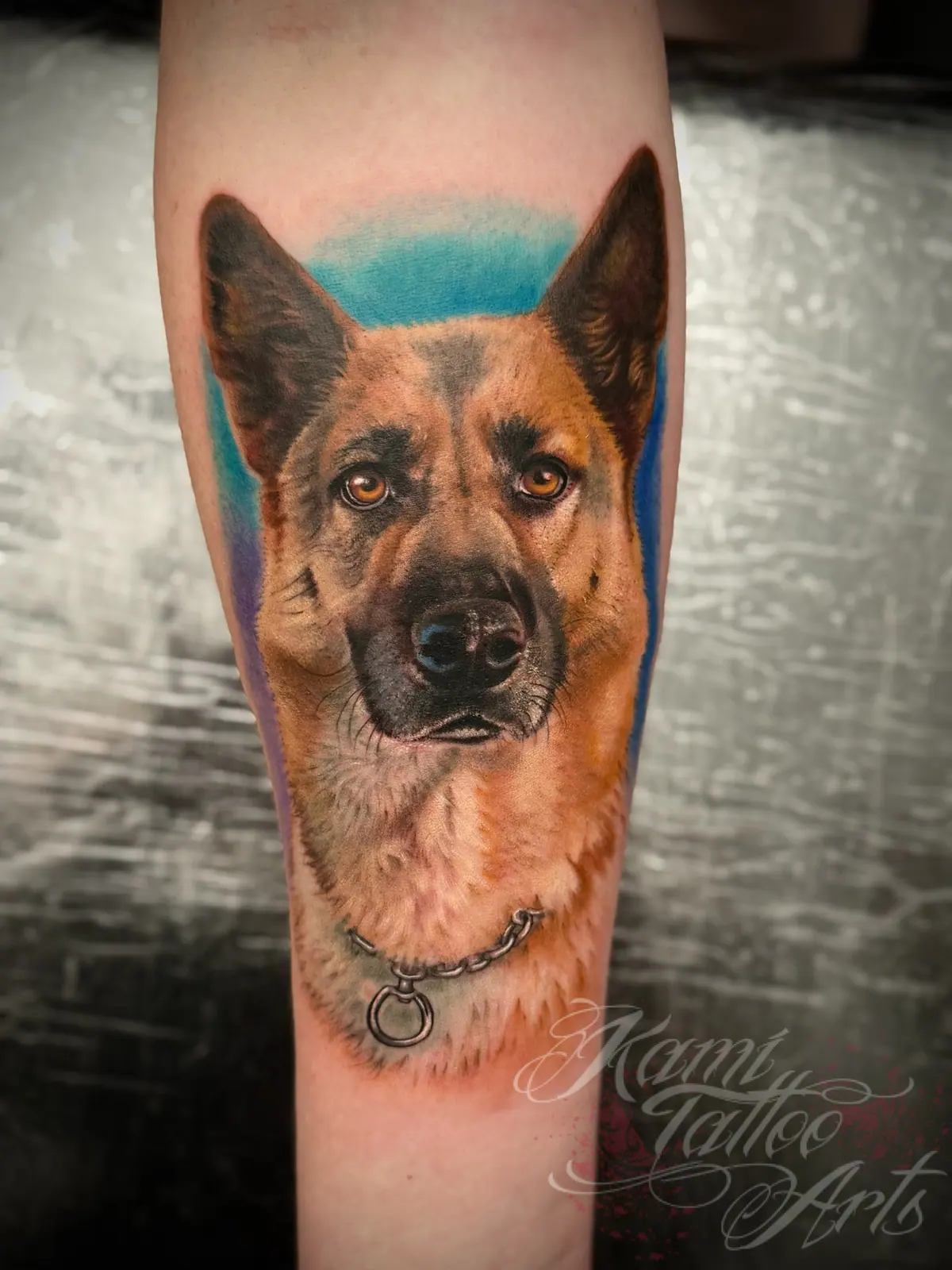 Realism Tattoo Dog Memorial Portrait German Shepperd