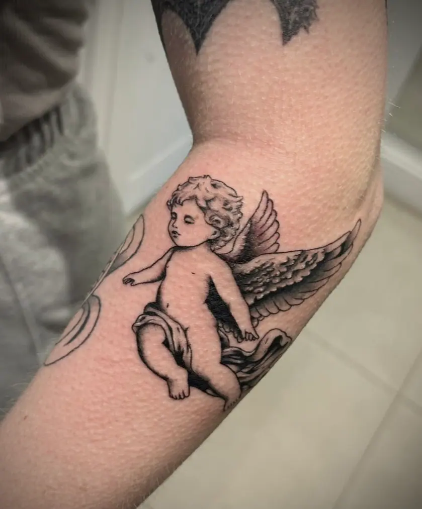 Cupid Angel Fineline Tattoo