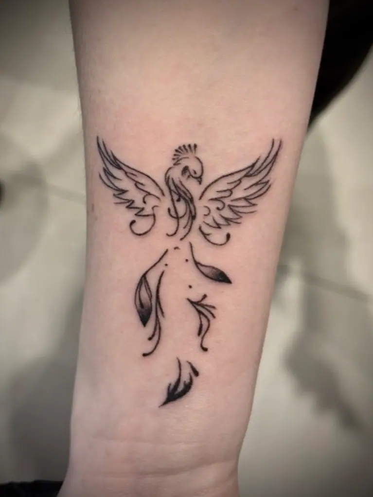 Phoenix Fineline Fine Line Tattoo Feathers