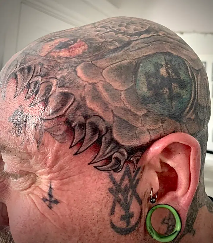 Teeth Tattoo Forehead Dragon Snake Fantasy