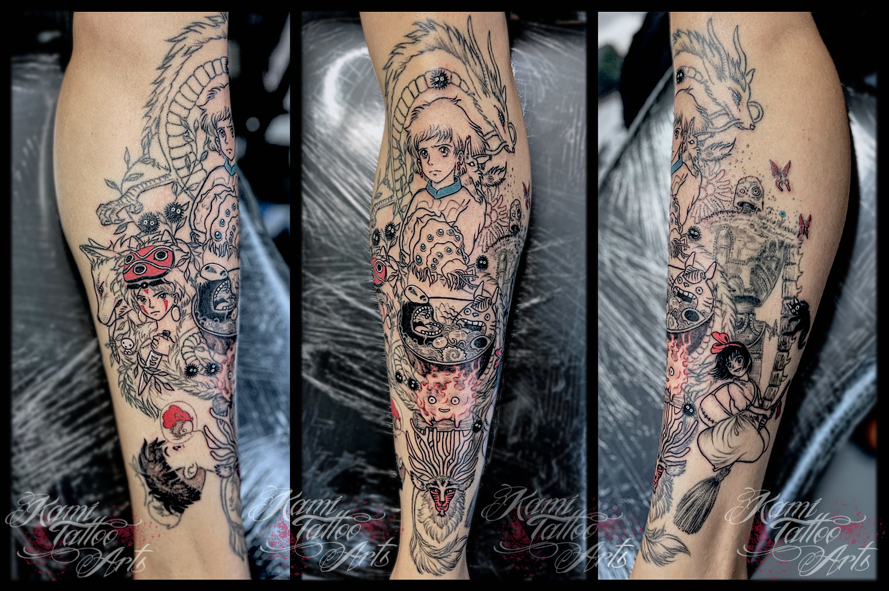 Anime Tattoo Ghibli Mononoke Hime Hauru Howls Moving Castle Haku Spirited Away Kami Kamikakushi Ponyo Naussica Laputa Kiki Delivery Totoro